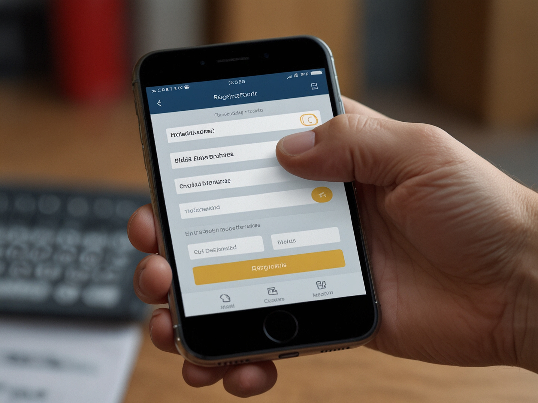New user registering on a mobile device